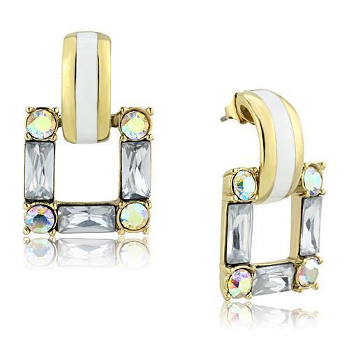 TK1465 IP Gold Stainless Steel Earrings featuring top-grade clear crystals, showcasing a luxurious design.