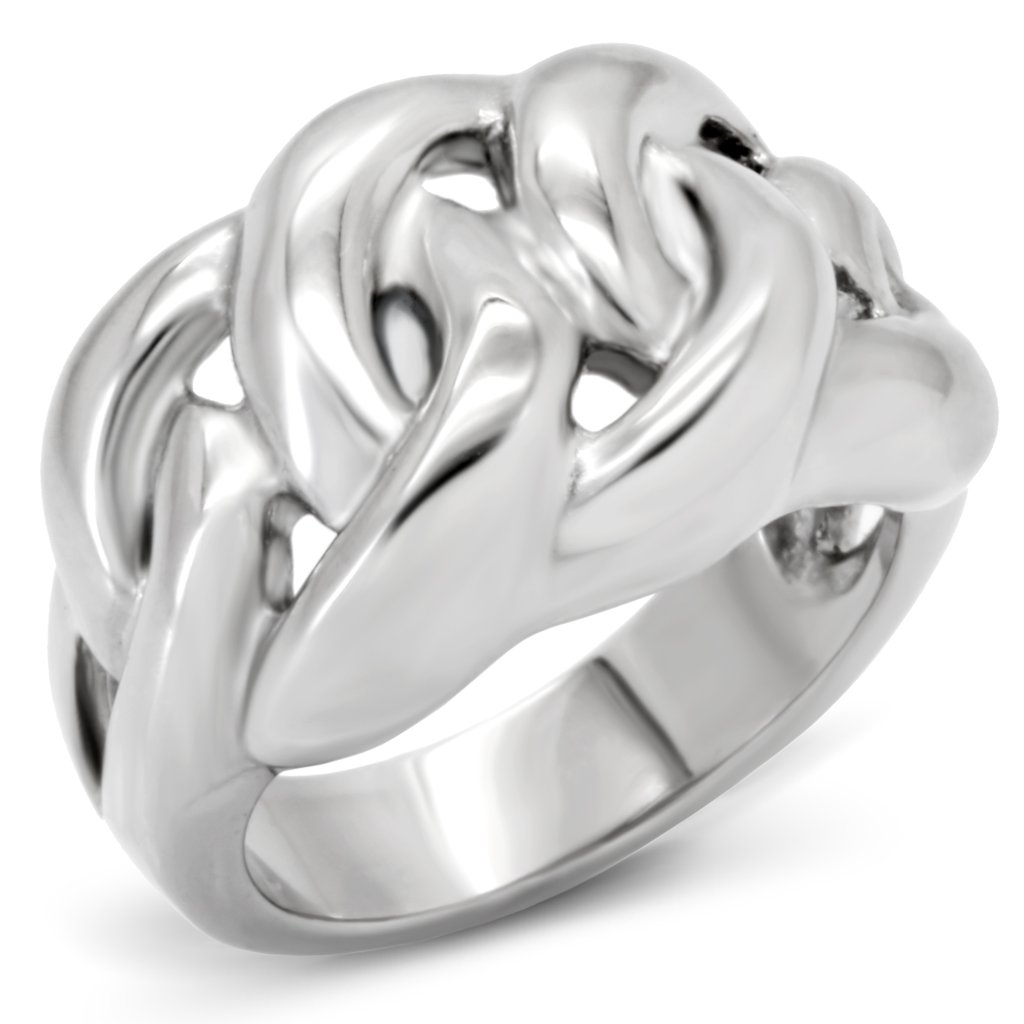 TK147 High Polished Stainless Steel Ring with a sleek, shiny finish, showcasing its minimalist design without any stones.