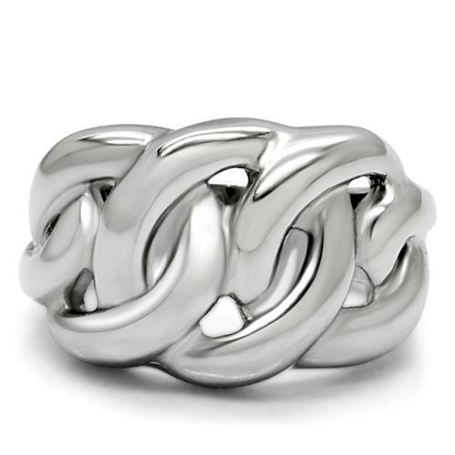 TK147 High Polished Stainless Steel Ring with a sleek, shiny finish, showcasing its minimalist design without any stones.