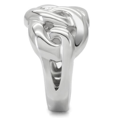 TK147 High Polished Stainless Steel Ring with a sleek, shiny finish, showcasing its minimalist design without any stones.