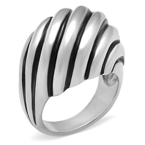 TK148 High Polished Stainless Steel Ring with a sleek, shiny finish, showcasing its minimalist design without any stones.