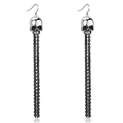 TK1480 Two-Tone IP Black Stainless Steel Earrings featuring a jet epoxy center stone, showcasing a modern and elegant design.