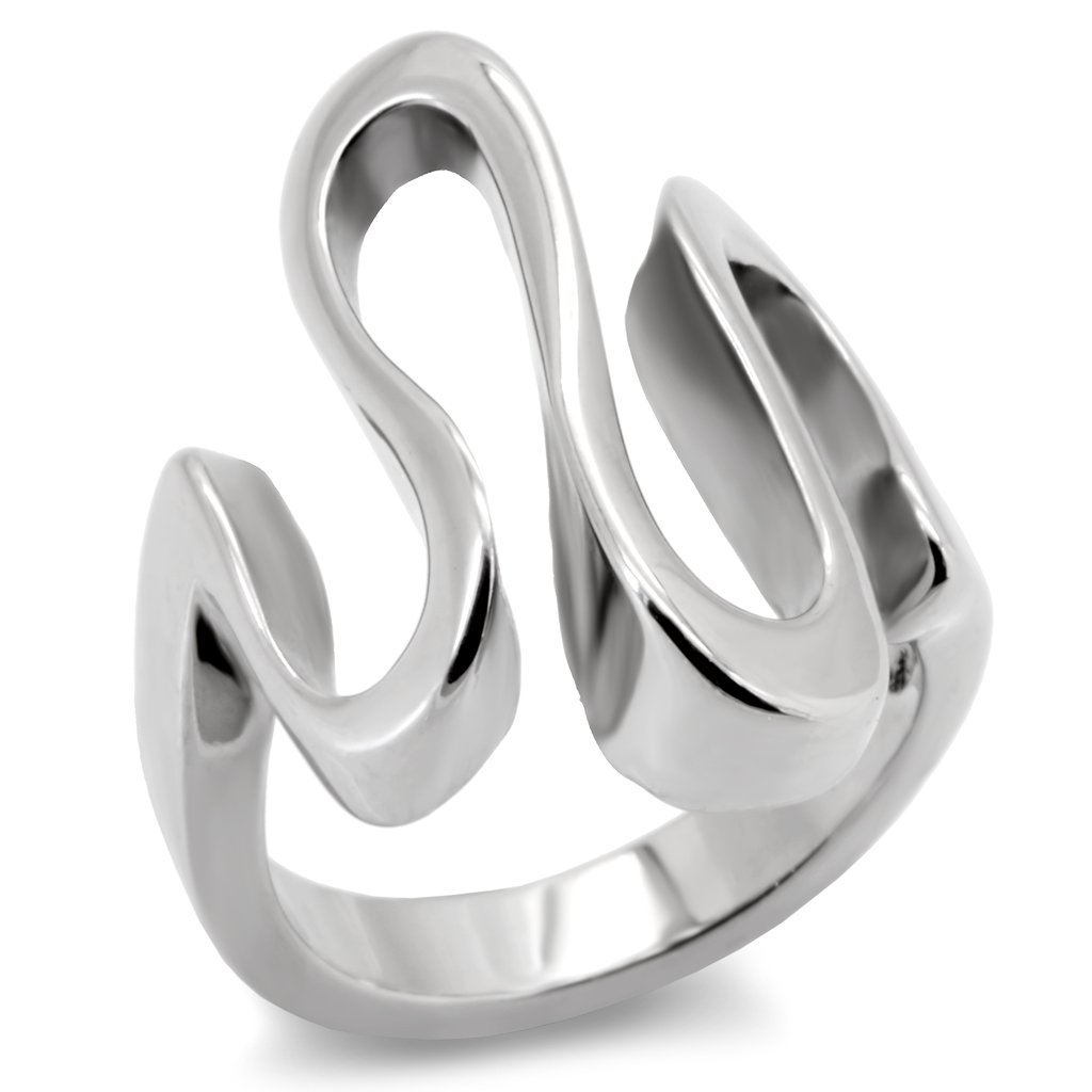 TK152 High Polished Stainless Steel Ring with a sleek, shiny finish and no stone, showcasing its minimalist design.