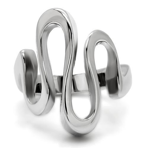 TK152 High Polished Stainless Steel Ring with a sleek, shiny finish and no stone, showcasing its minimalist design.