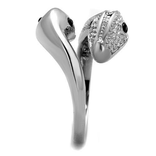 TK1532 High Polished Stainless Steel Ring featuring a jet top grade crystal, showcasing a sleek and modern design.