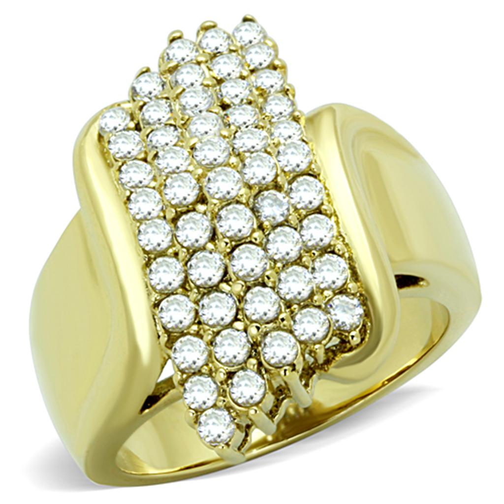 Gold ring with diamond cluster.