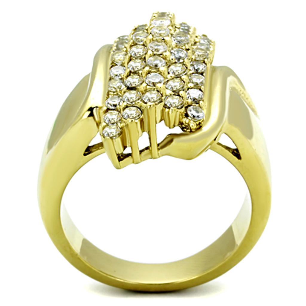 Gold ring with diamond cluster.