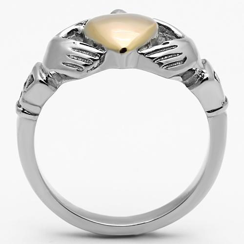 TK1156 Two-Tone IP Rose Gold Stainless Steel Ring, showcasing a sleek design with a modern finish and no center stone.