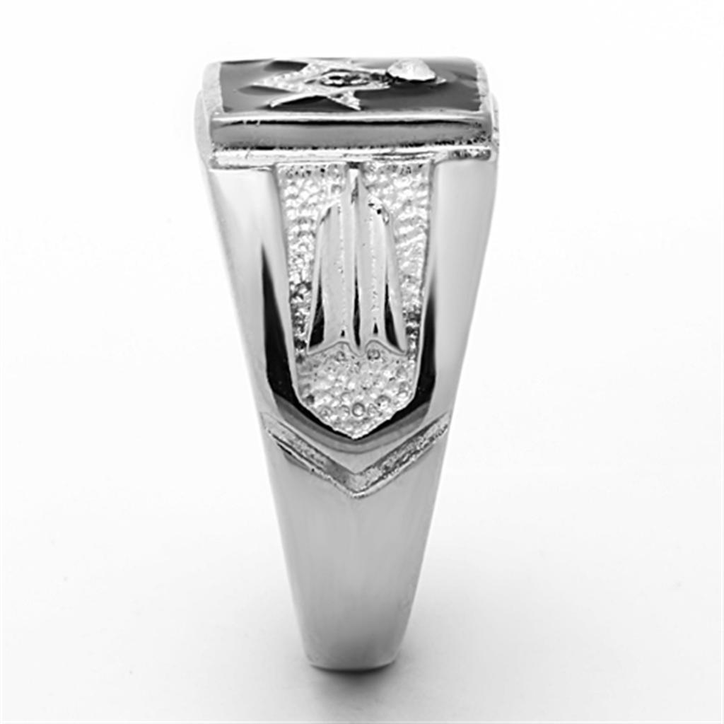 TK1158 High Polished Stainless Steel Ring featuring a clear top-grade crystal centerpiece, showcasing a sleek and modern design.