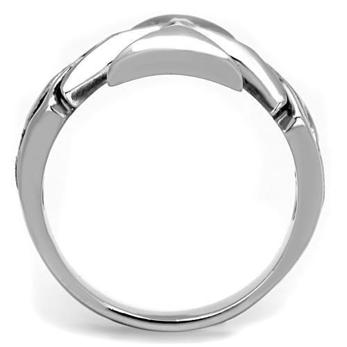 TK1602 High Polished Stainless Steel Ring featuring a jet black epoxy center stone, showcasing a sleek and modern design.