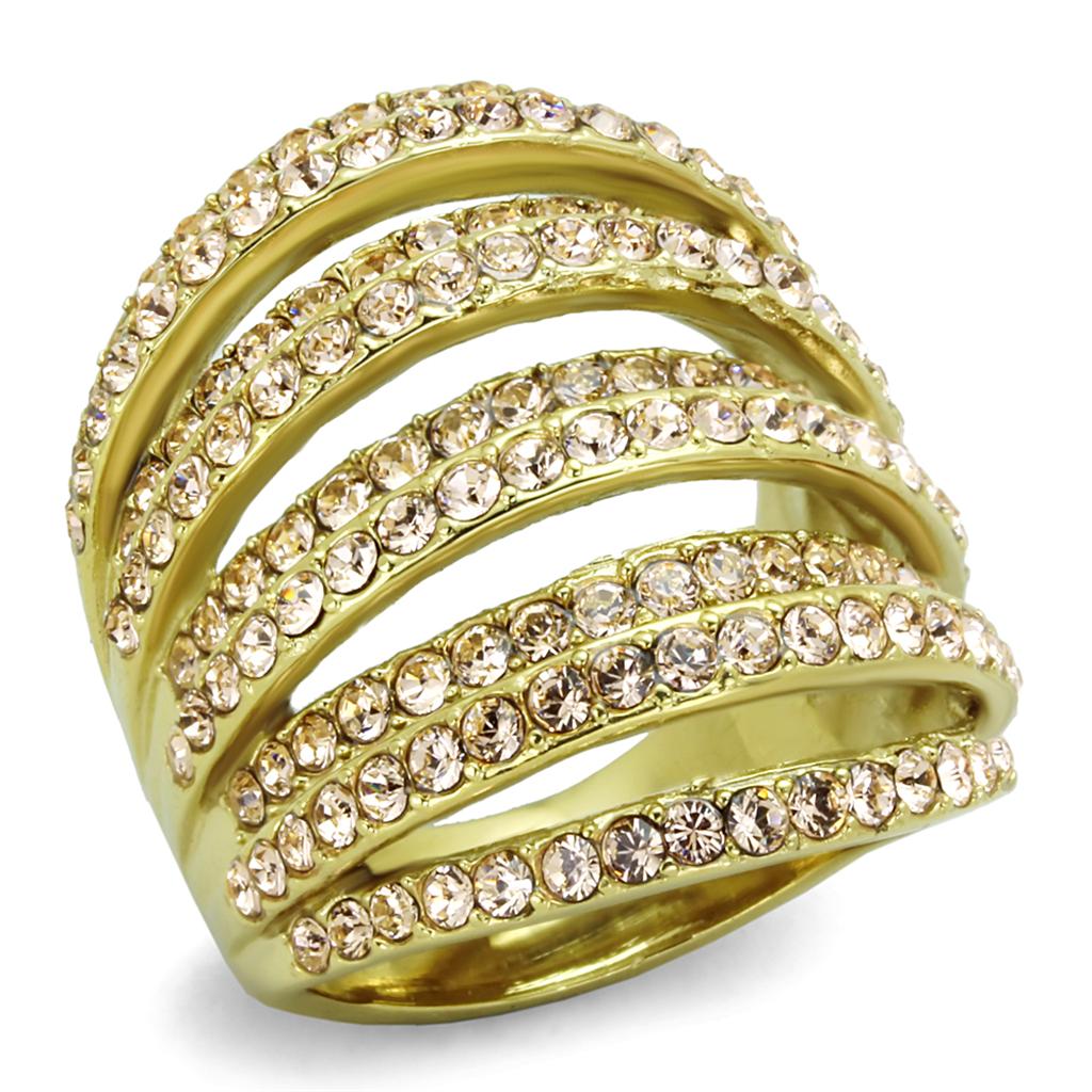 Gold ring with diamond bands.