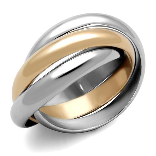 TK1670 Two-Tone IP Rose Gold Stainless Steel Ring, showcasing a sleek design with a modern finish, perfect for any occasion.