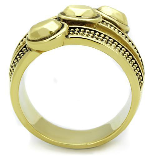 TK1718 IP Gold Stainless Steel Ring featuring a jet epoxy center stone, showcasing a luxurious design and elegant finish.