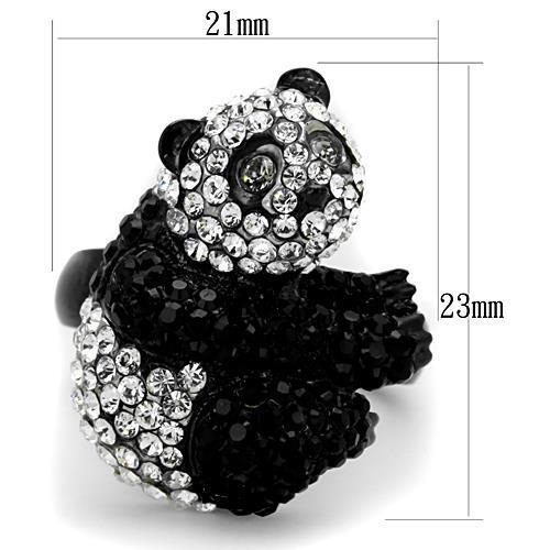 TK1735 Two-Tone IP Black Stainless Steel Ring featuring a top-grade crystal centerpiece, elegantly designed for modern style.