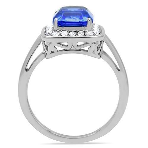 TK178 High Polished Stainless Steel Ring featuring a Top Grade Sapphire crystal, showcasing its elegant design and shiny finish.