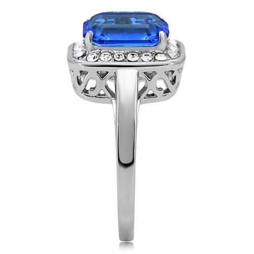 TK178 High Polished Stainless Steel Ring featuring a Top Grade Sapphire crystal, showcasing its elegant design and shiny finish.