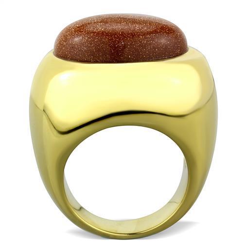 TK1781 IP Gold Stainless Steel Ring featuring a synthetic topaz stone, showcasing a luxurious and elegant design.