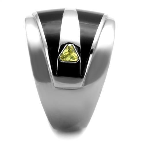 TK1815 High Polished Stainless Steel Ring featuring AAA Grade CZ in Topaz color, showcasing its elegant design and shine.