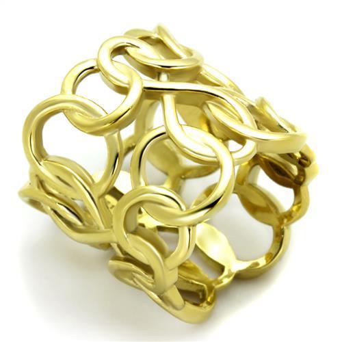 TK1882 IP Gold Stainless Steel Ring with a sleek design, showcasing its luxurious finish and lightweight structure.