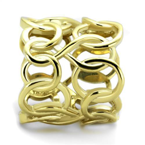 TK1882 IP Gold Stainless Steel Ring with a sleek design, showcasing its luxurious finish and lightweight structure.