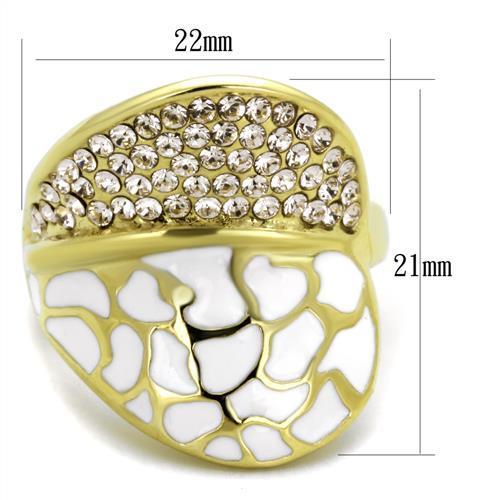 TK1851 IP Gold Stainless Steel Ring featuring a clear top-grade crystal, showcasing a luxurious design and elegant finish.