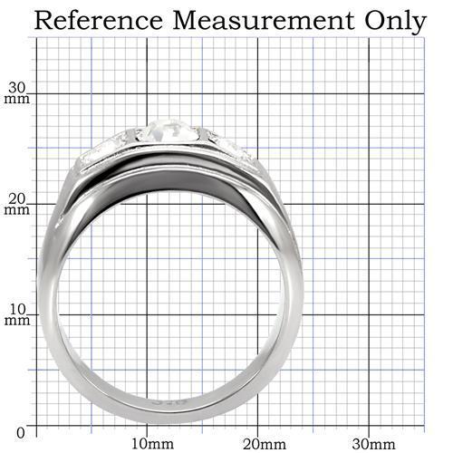 TK119 High Polished Stainless Steel Ring featuring a clear top grade crystal centerpiece, showcasing a sleek and modern design.