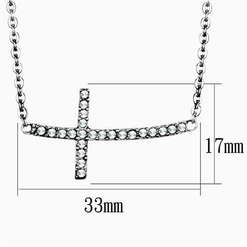 TK1931 High Polished Stainless Steel Necklace featuring a clear top grade crystal centerpiece, showcasing a sleek and modern design.