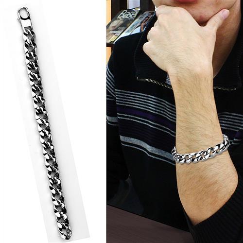 TK1975 High Polished Stainless Steel Bracelet showcasing a sleek design with a shiny finish, perfect for any occasion.