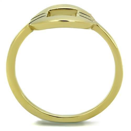 TK2033 IP Gold Stainless Steel Ring with a sleek, minimalist design, featuring a shiny gold finish and no center stone.