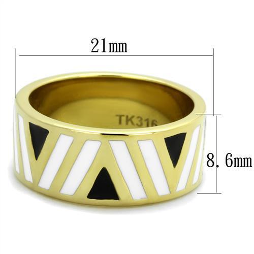 TK2037 IP Gold Stainless Steel Ring featuring a vibrant multi-color epoxy stone, showcasing its elegant design and luxurious finish.