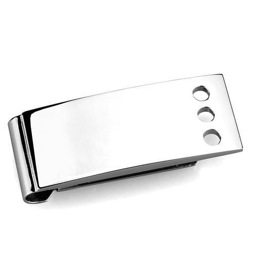 High polished stainless steel money clip with sleek design, perfect for secure cash management.