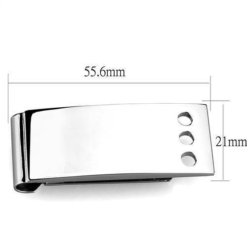 High polished stainless steel money clip with sleek design, perfect for secure cash management.