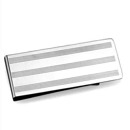 TK2081 High Polished Stainless Steel Money Clip showcasing its sleek design and shiny finish.