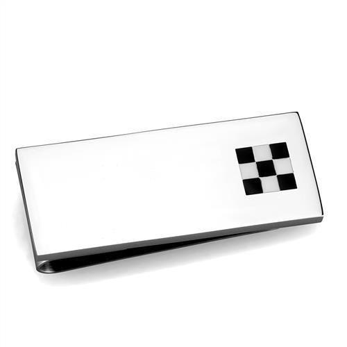 TK2084 High Polished Stainless Steel Money Clip showcasing its sleek design and shiny finish.