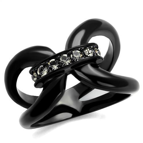 TK2098 IP Black Stainless Steel Ring featuring a top-grade black diamond, showcasing a sleek and modern design.