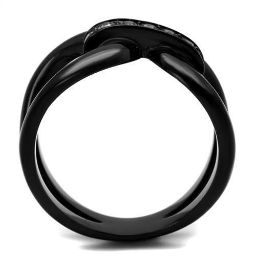 TK2098 IP Black Stainless Steel Ring featuring a top-grade black diamond, showcasing a sleek and modern design.