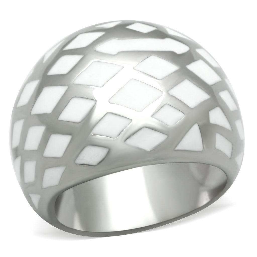 TK216 High Polished Stainless Steel Ring with a sleek, shiny finish, showcasing its minimalist design without any stones.