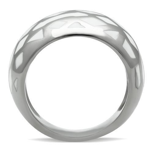 TK216 High Polished Stainless Steel Ring with a sleek, shiny finish, showcasing its minimalist design without any stones.