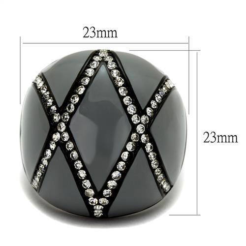 TK2216 IP Black Stainless Steel Ring featuring a clear top-grade crystal, showcasing a sleek and modern design.