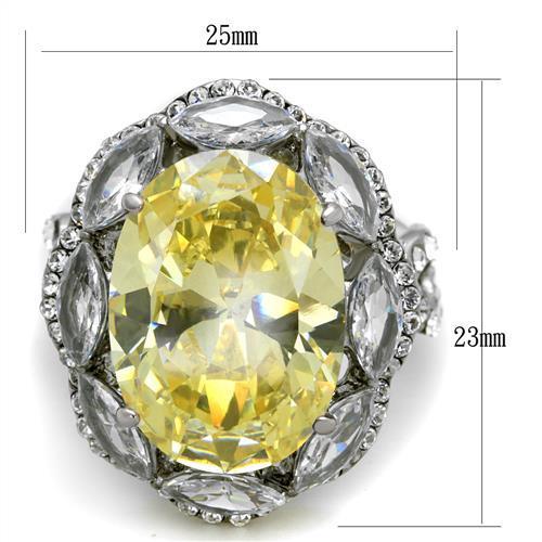 TK2162 High Polished Stainless Steel Ring featuring a AAA Grade CZ stone in Citrine Yellow, showcasing its elegant design and shine.