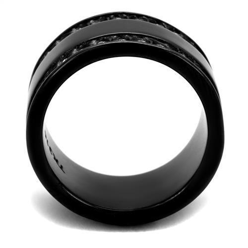 TK2195 IP Black Stainless Steel Ring featuring a clear top-grade crystal, showcasing a modern and elegant design.