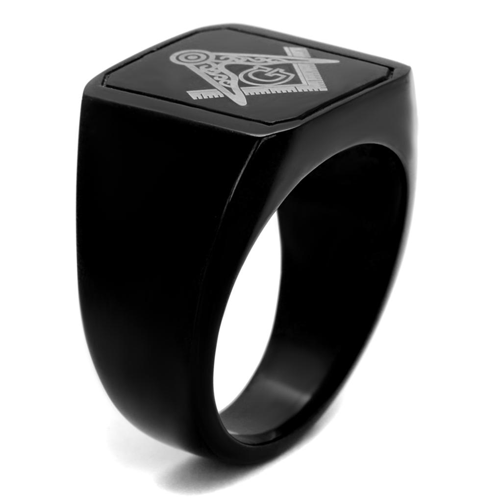 TK2371 IP Black Stainless Steel Ring with a sleek design, featuring a smooth surface and no stone, ideal for minimalist jewelry lovers.