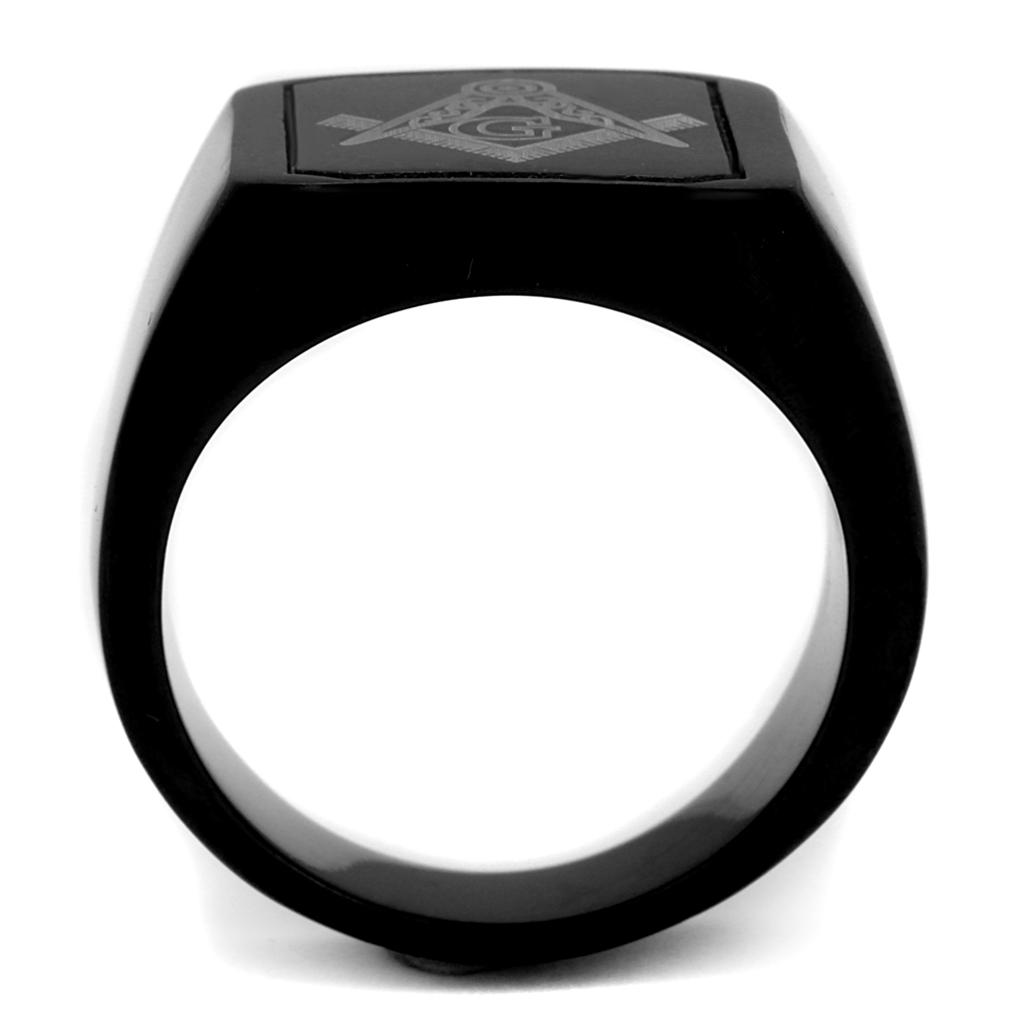 TK2371 IP Black Stainless Steel Ring with a sleek design, featuring a smooth surface and no stone, ideal for minimalist jewelry lovers.