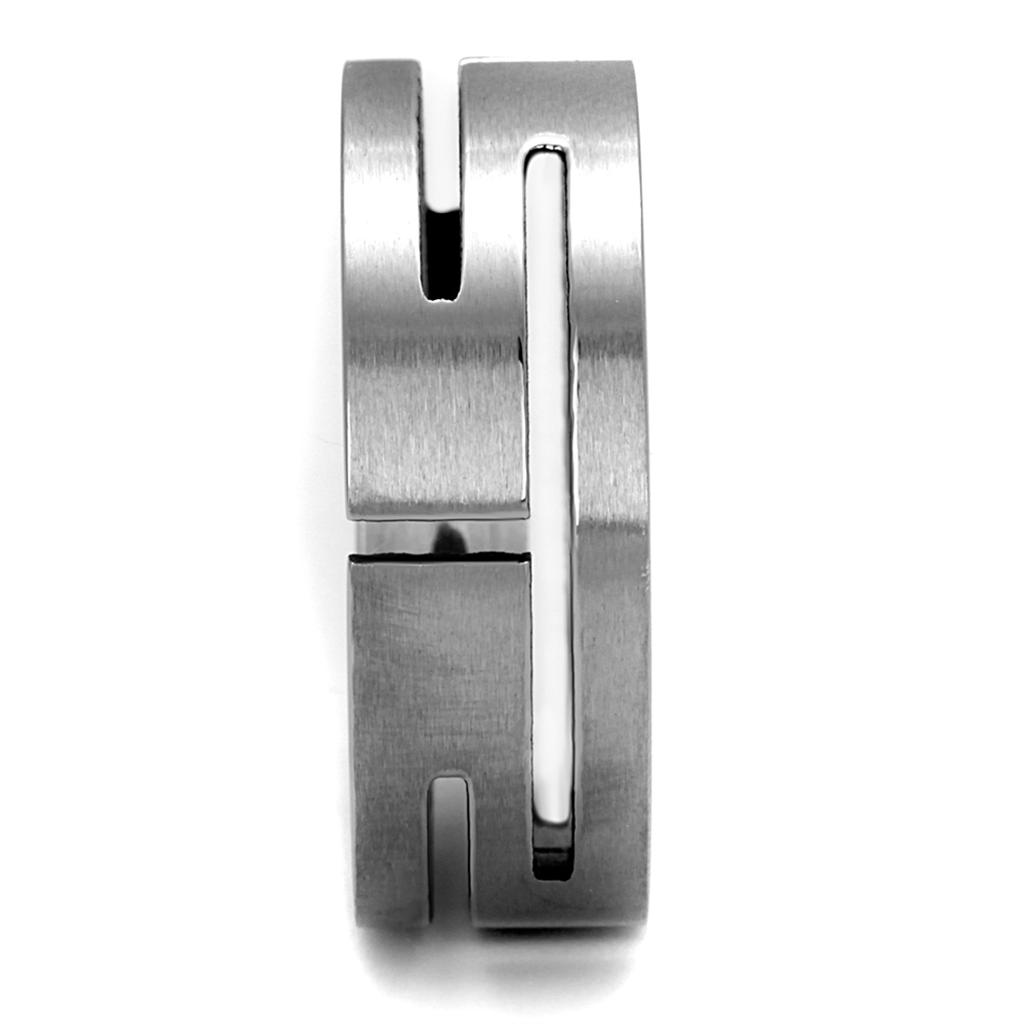 TK2393 High Polished Stainless Steel Ring with a sleek, shiny finish and no center stone, showcasing its minimalist design.