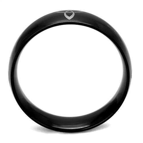 TK2408 Two-Tone IP Black Stainless Steel Ring, showcasing its sleek design and modern finish without any stones.