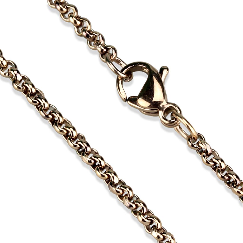 TK2425R IP Rose Gold Stainless Steel Chain, showcasing its elegant design and lightweight structure.