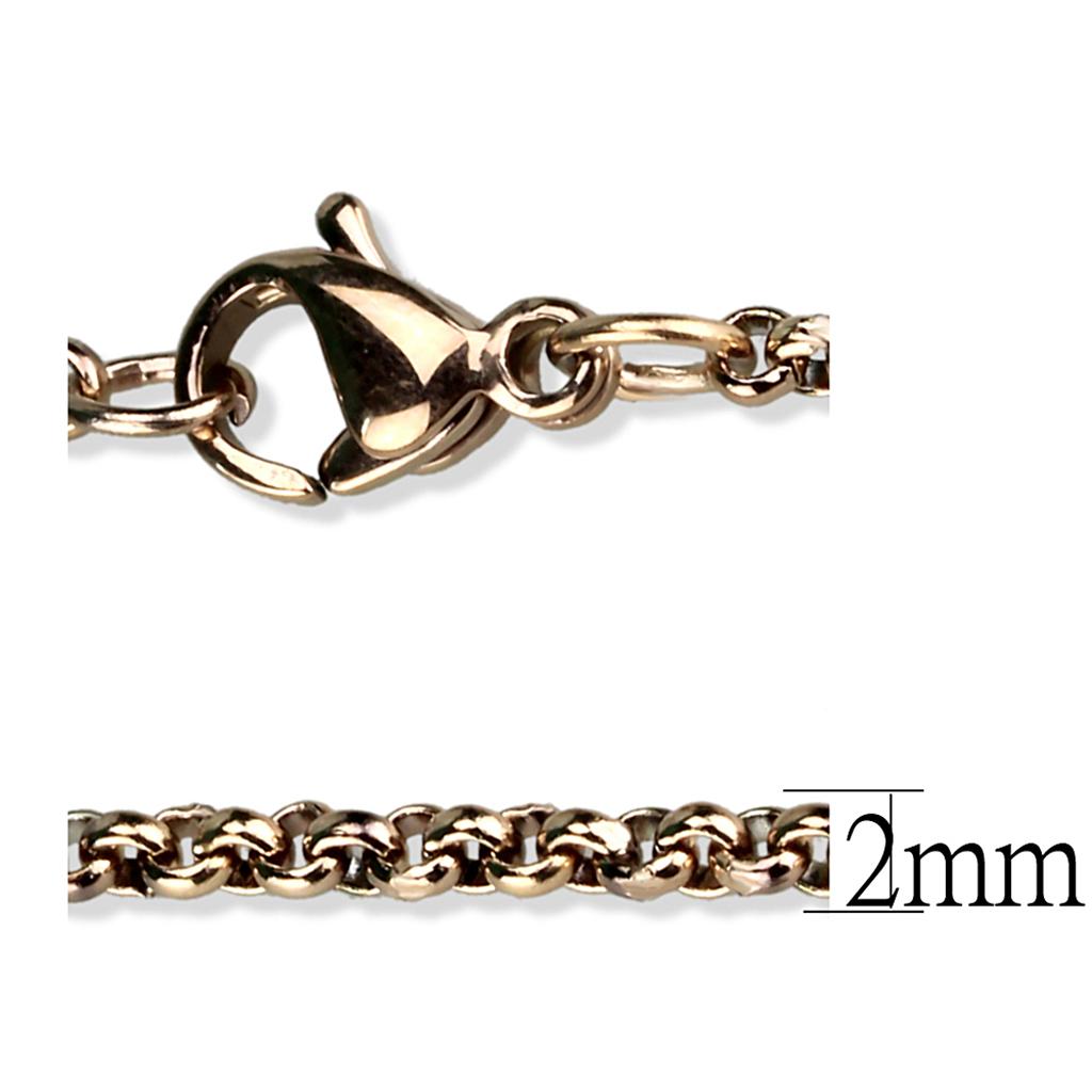 TK2425R IP Rose Gold Stainless Steel Chain, showcasing its elegant design and lightweight structure.