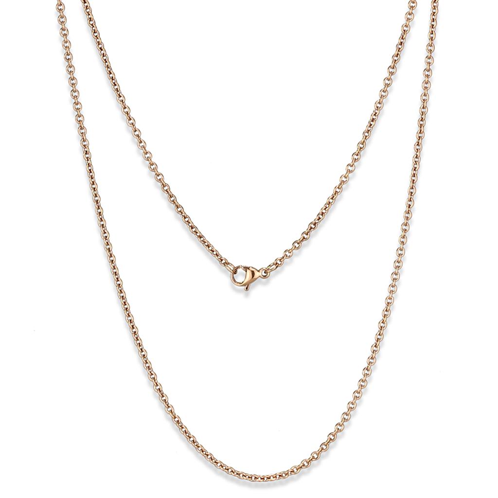 TK2428R IP Rose Gold Stainless Steel Chain showcasing its elegant design and lightweight structure.