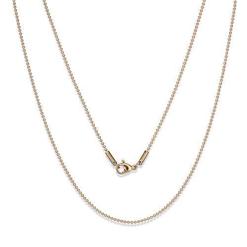 TK2431R IP Rose Gold Stainless Steel Chain, showcasing its elegant design and lightweight structure.