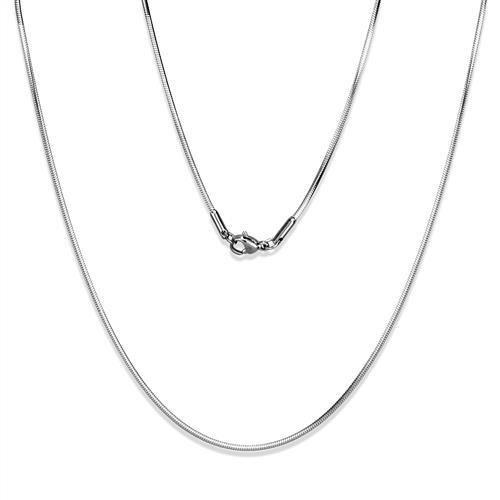 High polished stainless steel chain with a sleek design, showcasing its shiny finish and lightweight structure.